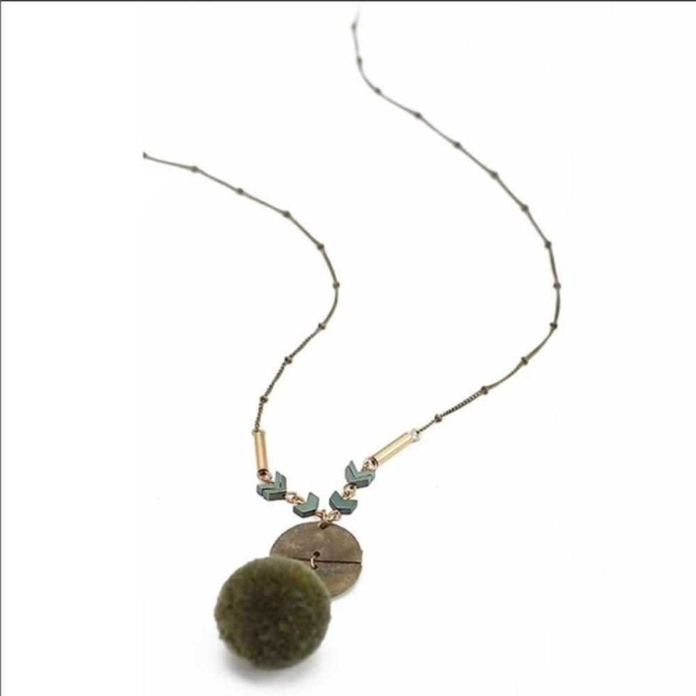 Pom Necklace Sweater Chain Long Hematite